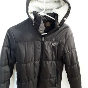 💖💖Women's Element Puffer jacket with Sherpa hood. Black, size small